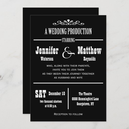 おもしろいヴィンテージシアター結婚式招待状 招待状 (正面/裏面)