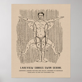 おもしろいヴィンテージスイミングダイアグカスタムラム ポスター