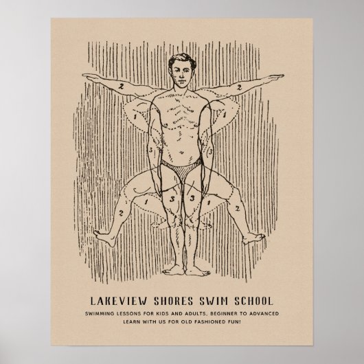 おもしろいヴィンテージスイミングダイアグカスタムラム ポスター (正面)
