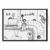 おもしろいヴィンテージスケッチリビングルームシーン (正面横)