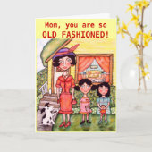 おもしろいヴィンテージスタイル母の日のカード カード (黄色い花)