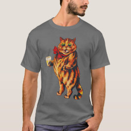 おもしろいヴィンテージストライプのカクテルパーティーブーザー猫 Tシャツ