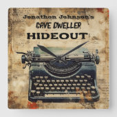 おもしろいヴィンテージタイプライター壁時計 スクエア壁時計 (正面)