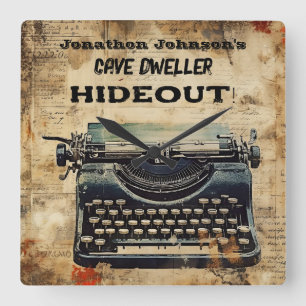 おもしろいヴィンテージタイプライター壁時計 スクエア壁時計