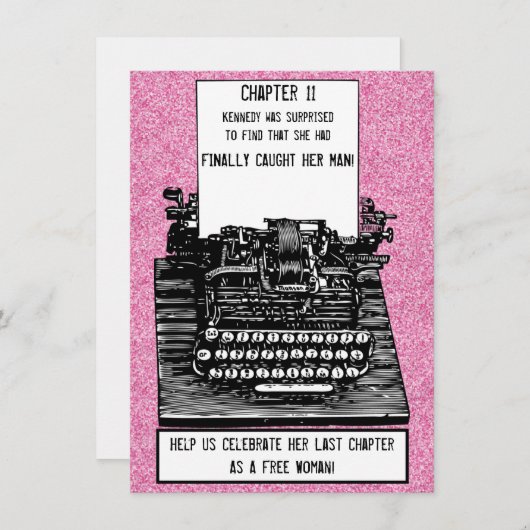 おもしろいヴィンテージタイプライター花嫁バチェロレッテ 招待状 (正面/裏面)