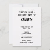 おもしろいヴィンテージタイプライター花嫁バチェロレッテ 招待状 (裏面)