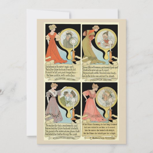 おもしろいヴィンテージタロットカードスタイルコラージハロウィーン 招待状 (正面)
