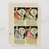 おもしろいヴィンテージタロットカードスタイルコラージハロウィーン 招待状 (正面/裏面)