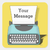 おもしろいヴィンテージティール（緑がかった色）タイプライターすべての行事シール スクエアシール (正面)