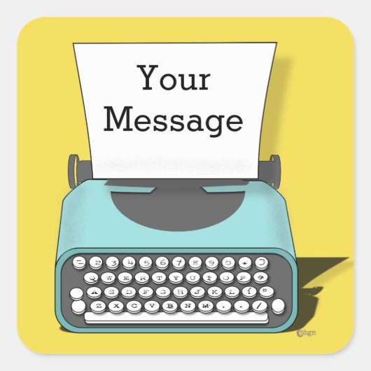 おもしろいヴィンテージティール（緑がかった色）タイプライターすべての行事シール スクエアシール (正面)