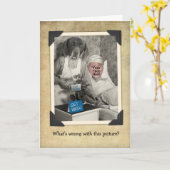 おもしろいヴィンテージドッグナースのGet Well Photo Card カード (黄色い花)