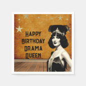 おもしろいヴィンテージドラマクイーン誕生日 スタンダードカクテルナプキン (正面)