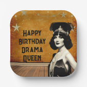 おもしろいヴィンテージドラマクイーン誕生日 ペーパープレート (正面)