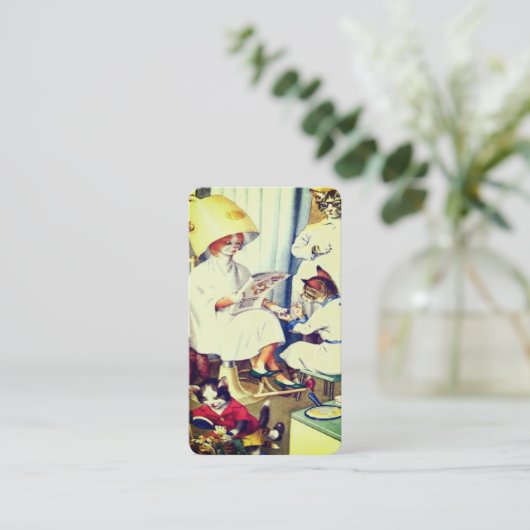 おもしろいヴィンテージネコ美しいサロン名刺 名刺 (スタンド正面)