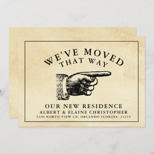 おもしろいヴィンテージハンドアドレス 案内状 (正面/裏面)