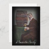 おもしろいヴィンテージバチュラーパーティケグタップガイ招待状 招待状 (正面/裏面)