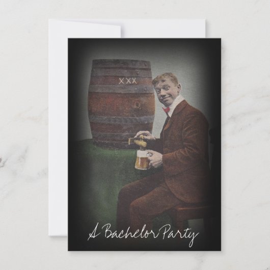 おもしろいヴィンテージバチュラーパーティケグタップガイ招待状 招待状 (正面)