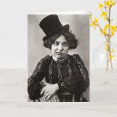 おもしろいヴィンテージビクトリアンの顔 カード (黄色い花)