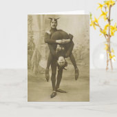 おもしろいヴィンテージビクトリアンサーカス出演者はがき カード (黄色い花)