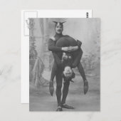 おもしろいヴィンテージビクトリアンサーカス出演者はがき ポストカード (正面/裏面)