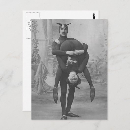 おもしろいヴィンテージビクトリアンサーカス出演者はがき ポストカード (正面/裏面)