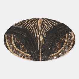 おもしろいヴィンテージビーズルックデザイン 楕円形シール