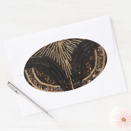 おもしろいヴィンテージビーズルックデザイン 楕円形シール (封筒)