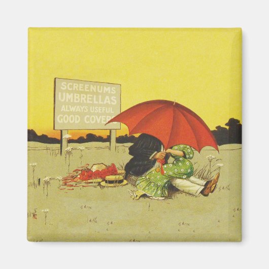 おもしろいヴィンテージビーチ マグネット (正面)