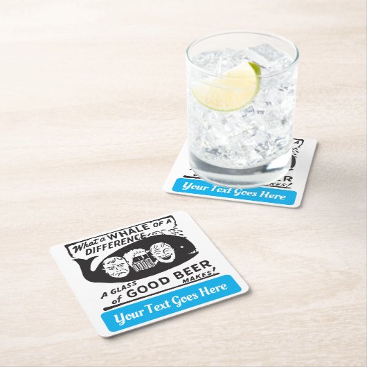 おもしろいヴィンテージビールと文字 スクエアペーパーコースター (インサイチュ)