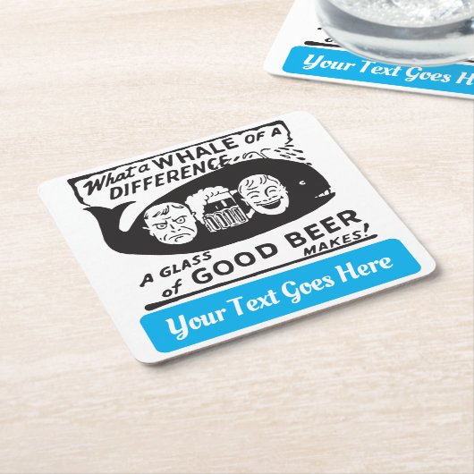 おもしろいヴィンテージビールと文字 スクエアペーパーコースター (アングル)