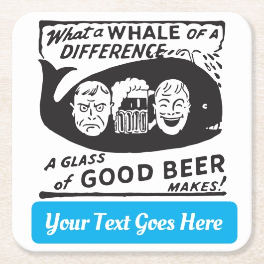 おもしろいヴィンテージビールと文字 スクエアペーパーコースター (正面)