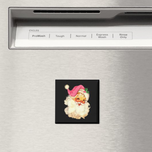 おもしろいヴィンテージピンクサンタクロースピンククリスマスデザイン マグネット (インサイチュ (食洗機))