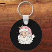 おもしろいヴィンテージピンクサンタクロースピンククリスマスメンズwo キーホルダー (正面)