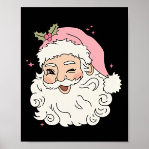 おもしろいヴィンテージピンクサンタクロースピンククリスマスメンズwo ポスター