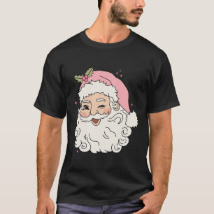 おもしろいヴィンテージピンクサンタクロースピンククリスマスメンズwo tシャツ