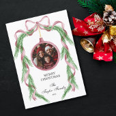 おもしろいヴィンテージフォトピンクリボンメリークリスマス 招待状