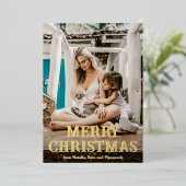 おもしろいヴィンテージフォントフォトクリモダンスマス 箔シーズンカード (立ち正面)