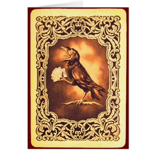 おもしろいヴィンテージブラッククロウ遊ズトランプのポーカー (正面)