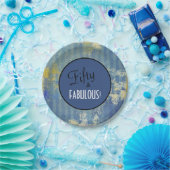 おもしろいヴィンテージブルーデニムフィフティ&ファブラス誕生日 ペーパープレート (パーティー)