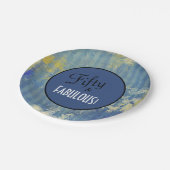 おもしろいヴィンテージブルーデニムフィフティ&ファブラス誕生日 ペーパープレート (アングル)