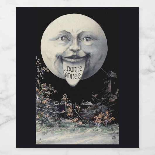 おもしろいヴィンテージムーンニューイヤーきらめくワインラベル ワインラベル (シングルラベル)