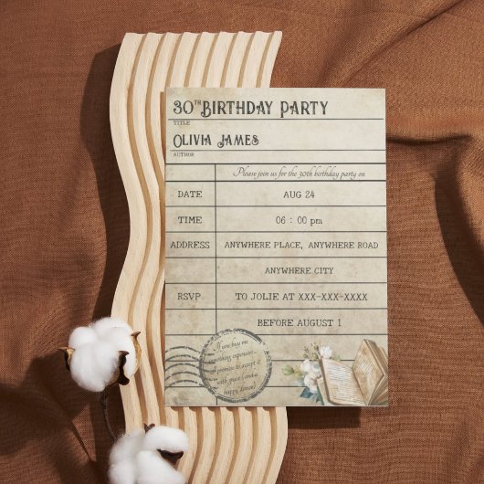 おもしろいヴィンテージライブラリのカードブック年齢の誕生日 招待状