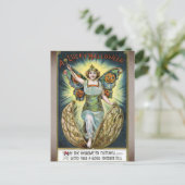 おもしろいヴィンテージラッキーハロウィーンビクトリアン天使 ポストカード (スタンド正面)