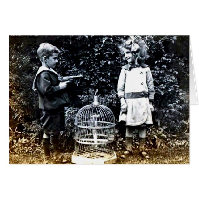 おもしろいヴィンテージラブ写真カード (正面横)