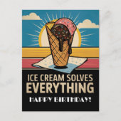 おもしろいヴィンテージレトロアイスクリームコーン、誕生日 ポストカード (正面)