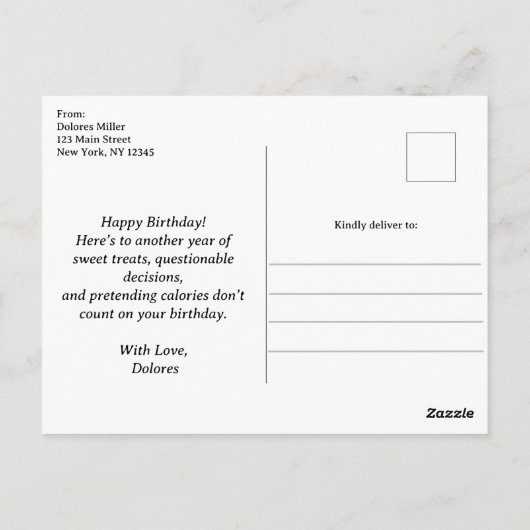 おもしろいヴィンテージレトロアイスクリームコーン、誕生日 ポストカード (裏面)