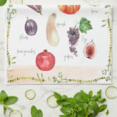 おもしろいヴィンテージレトロタイポグラフィフルーツ&野菜 キッチンタオル (折り畳み)