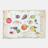 おもしろいヴィンテージレトロタイポグラフィフルーツ&野菜 キッチンタオル (横)