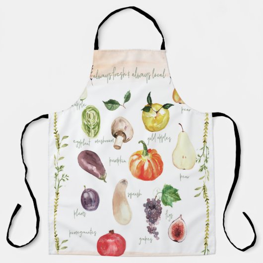 おもしろいヴィンテージレトロタイポグラフィ果物&野菜  エプロン (正面)