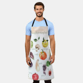 おもしろいヴィンテージレトロタイポグラフィ果物&野菜  エプロン (着用した状態)